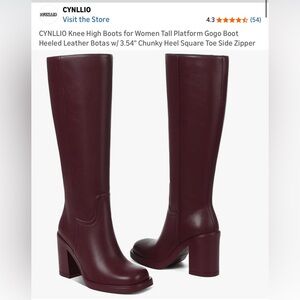 Amazon Women's Heeled Boots - Deep Burgundy
